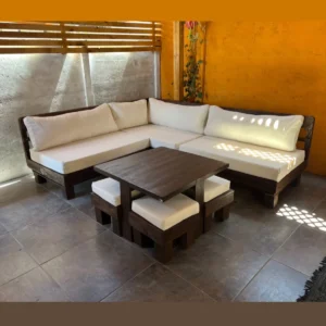 Terraza 2 Sofás + 1 Sofá L Izquierdo +  Mesa Taburete