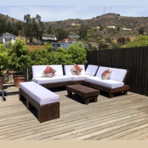 Terraza 2 sillones + sillon L + banqueta  + mesa de centro